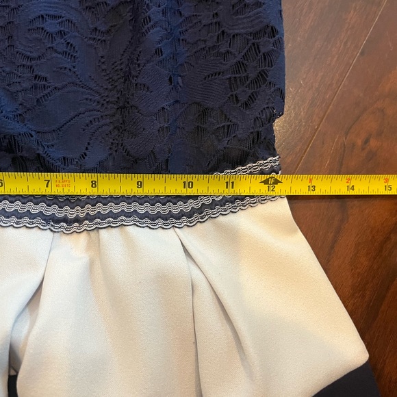 ⭐️EUC - Speechless Girls Junior Size Medium Navy Dress with Lace and Stripes - Picture 2 of 6